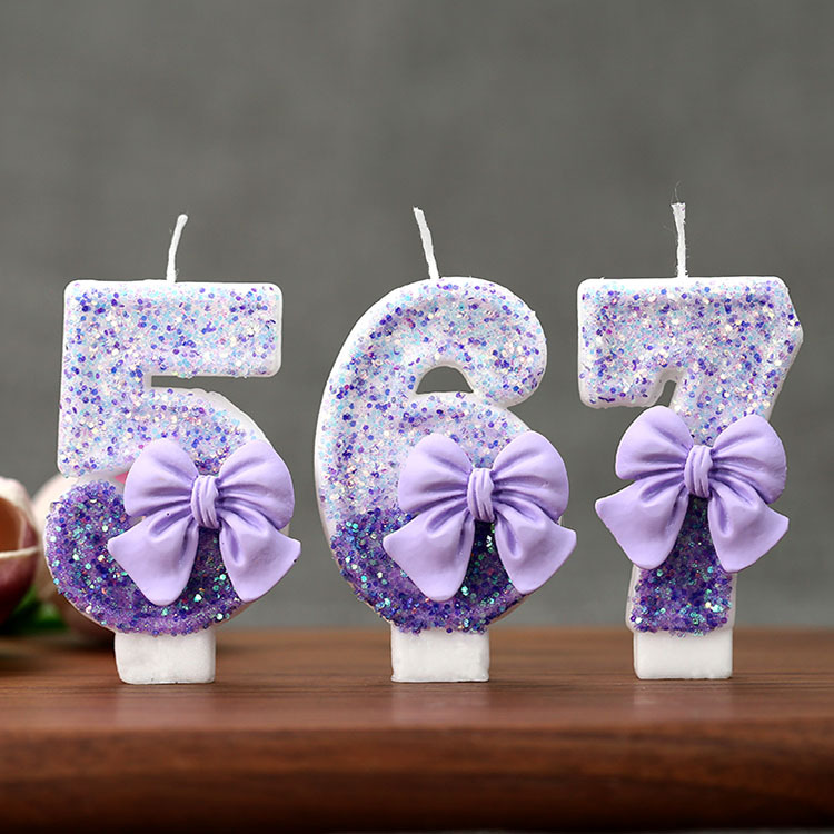 Candle For Supplies - Bougie d'anniversaire créative à paillettes dégradées